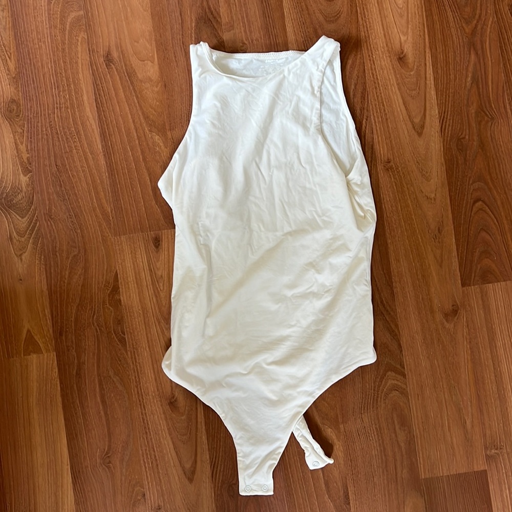 SKIMS Cream High-Neck Sleeveless Bodysuit